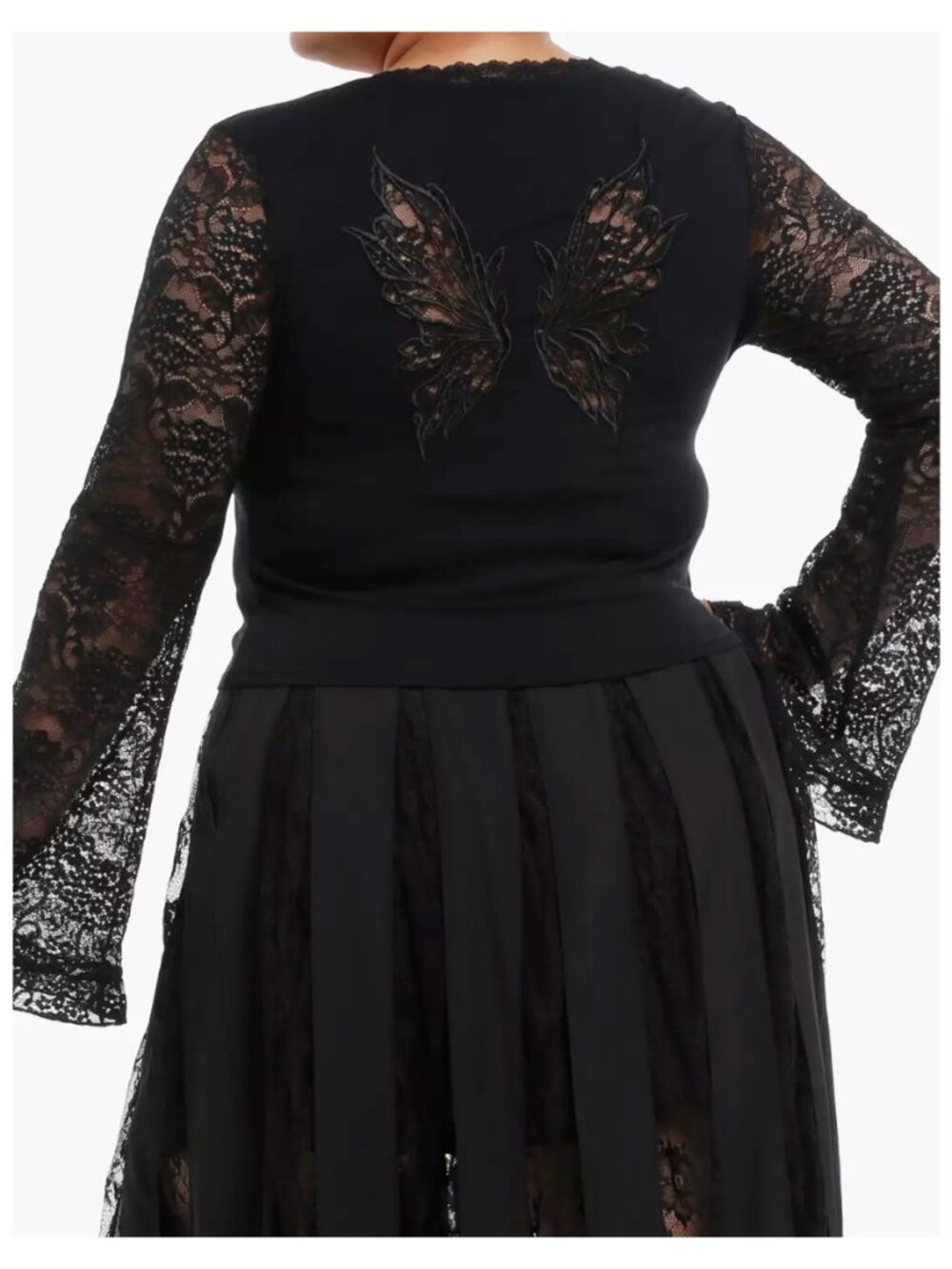 NWT Hot Topic 2 Cosmic Aura Black Butterfly Lace Bell Sleeve Top Plus Size 2X